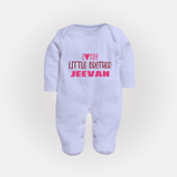 I Love My Little Brother Sleep suit | Custom Sleep suit for Your Little Brother - BABY BLUE - New Born (Chest 7.5")