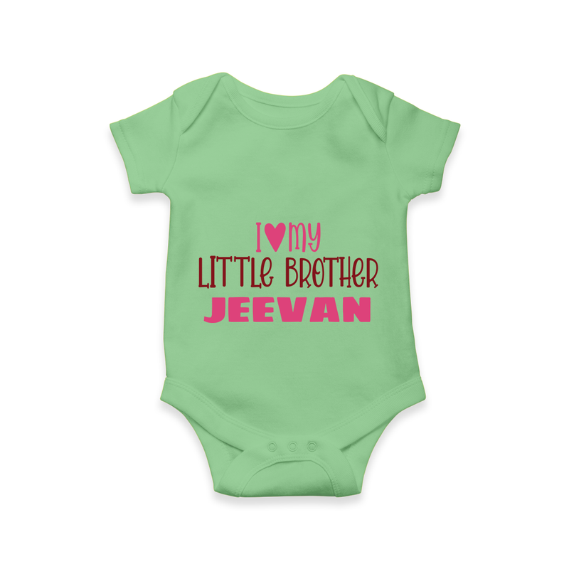 I Love My Little Brother Romper | Custom Romper for Your Little Brother - GREEN - New Born (Chest 14")