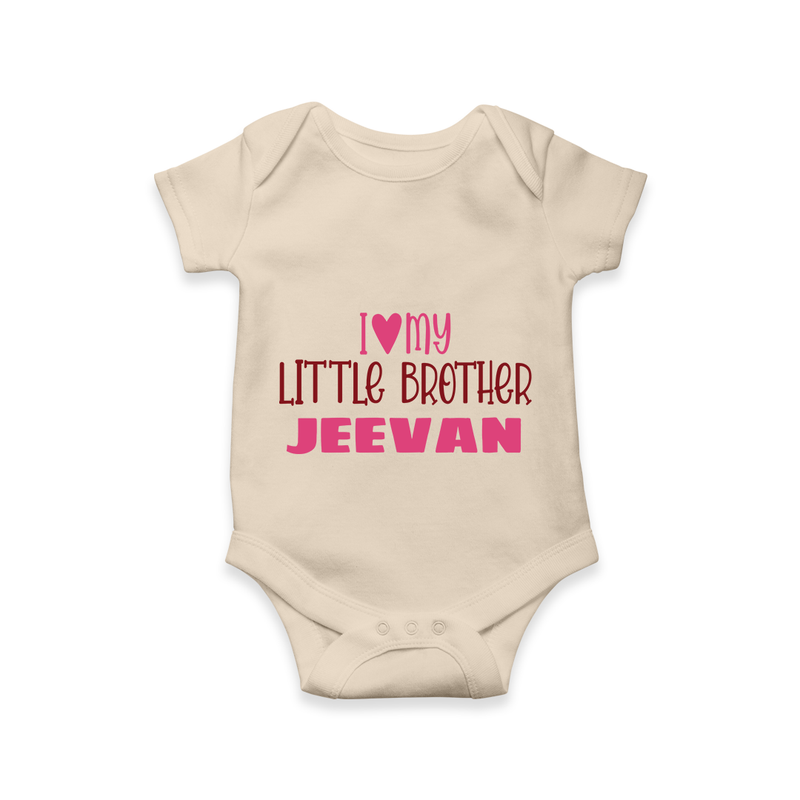 I Love My Little Brother Romper | Custom Romper for Your Little Brother - IVORY - New Born (Chest 14")