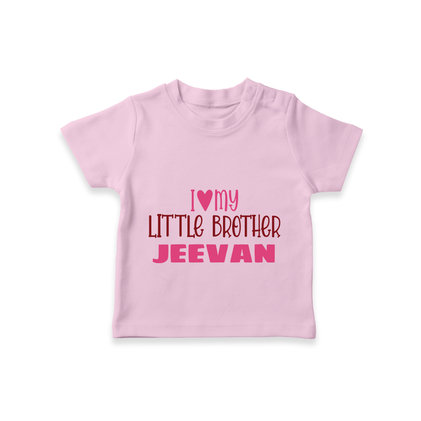 I Love My Little Brother T-shirt | Custom T-shirt for Your Little Brother - BABY PINK - 0-5 Months Old (Chest 17")