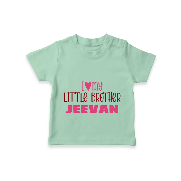 I Love My Little Brother T-shirt | Custom T-shirt for Your Little Brother - MINT GREEN - 0-5 Months Old (Chest 17")