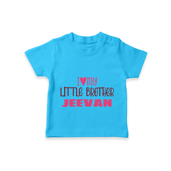 I Love My Little Brother T-shirt | Custom T-shirt for Your Little Brother - SKY BLUE - 0-5 Months Old (Chest 17")