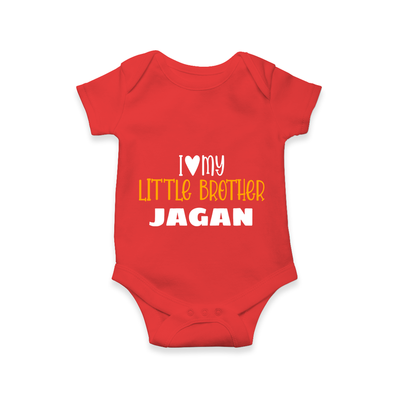 I Love My Little Brother Romper | Custom Romper for Your Little Brother - RED - New Born (Chest 14")
