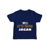 I Love My Little Brother T-shirt | Custom T-shirt for Your Little Brother - NAVY BLUE - 0-5 Months Old (Chest 17")