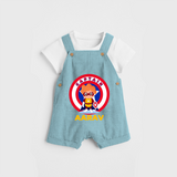 Celebrate The Super Kids Theme With "Captain" Personalized Dungaree set for your Baby - ARCTIC BLUE - 0 - 5 Months Old (Chest 17")