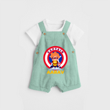 Celebrate The Super Kids Theme With "Captain" Personalized Dungaree set for your Baby - LIGHT GREEN - 0 - 5 Months Old (Chest 17")