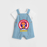 Celebrate The Super Kids Theme With "Captain" Personalized Dungaree set for your Baby - SKY BLUE - 0 - 5 Months Old (Chest 17")