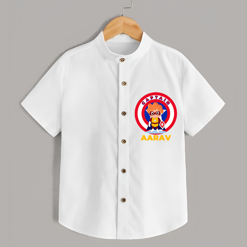 Celebrate The Super Kids Theme With "Captain" Personalized Kids Shirts - WHITE - 0 - 6 Months Old (Chest 21")