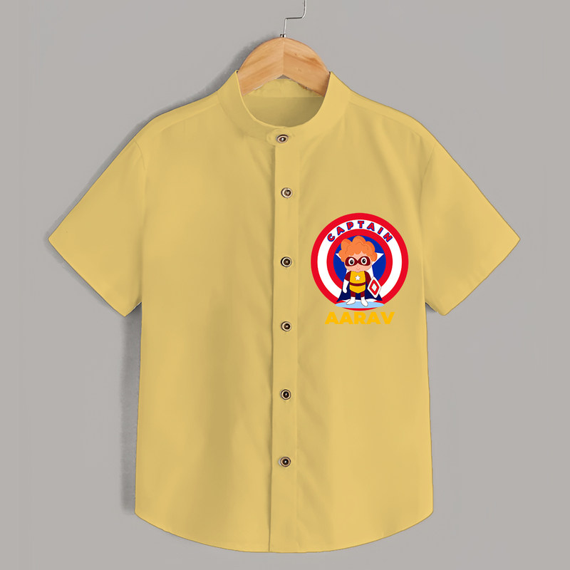 Celebrate The Super Kids Theme With "Captain" Personalized Kids Shirts - YELLOW - 0 - 6 Months Old (Chest 21")