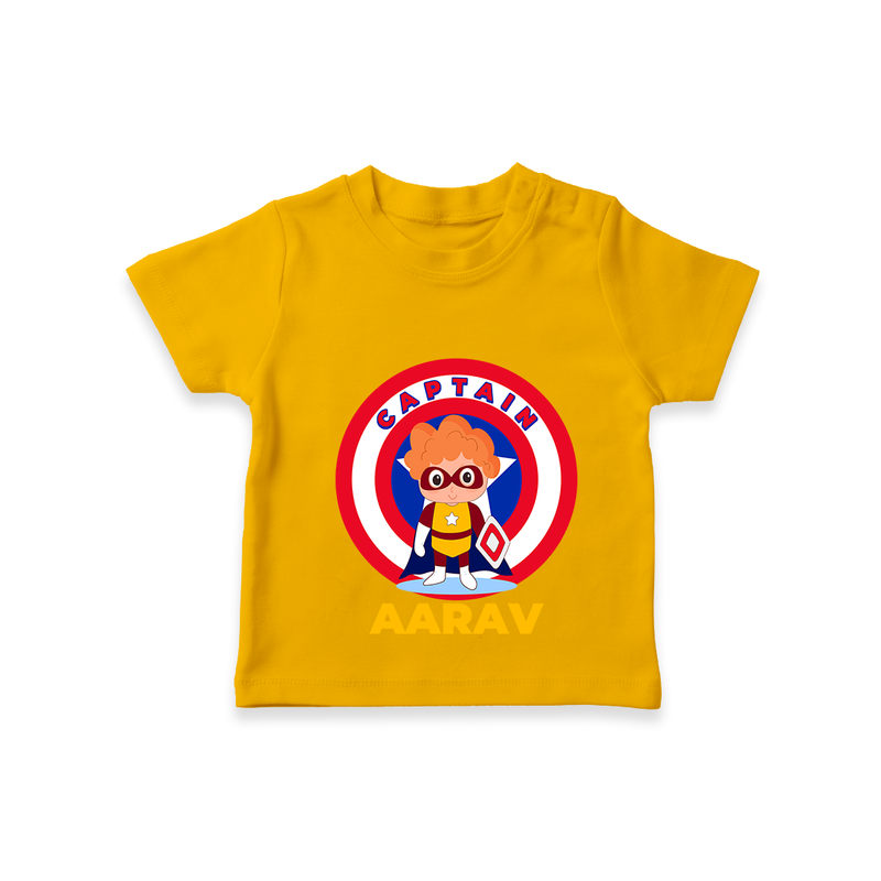 Celebrate The Super Kids Theme With "Captain" Personalized Kids T-shirt - CHROME YELLOW - 0 - 5 Months Old (Chest 17")