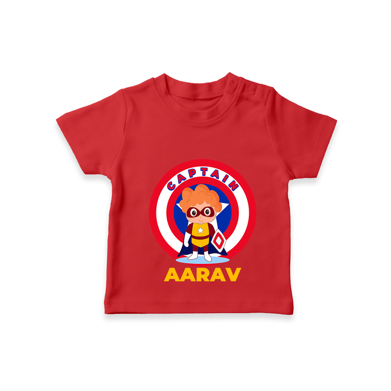 Celebrate The Super Kids Theme With "Captain" Personalized Kids T-shirt - RED - 0 - 5 Months Old (Chest 17")