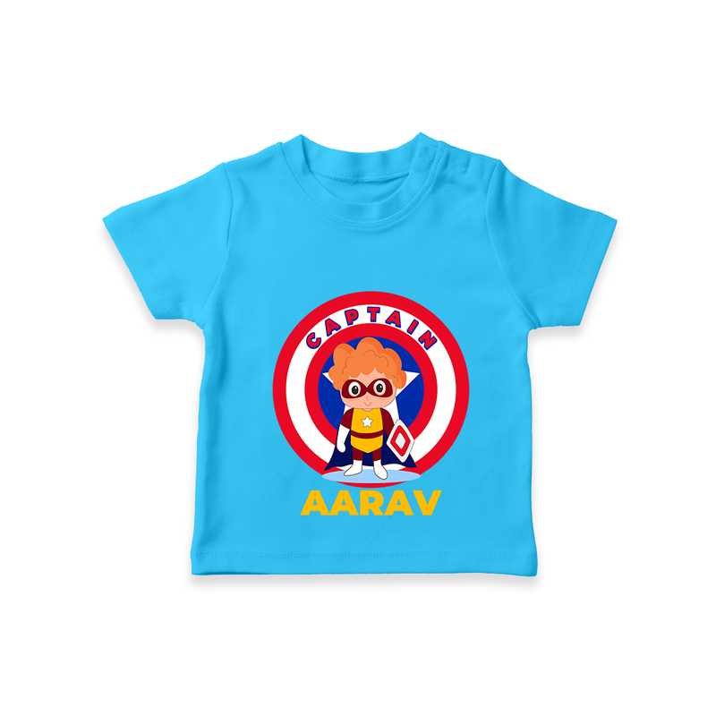 Celebrate The Super Kids Theme With "Captain" Personalized Kids T-shirt - SKY BLUE - 0 - 5 Months Old (Chest 17")