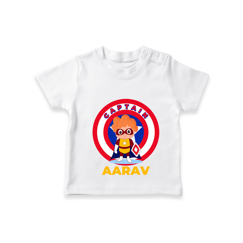 Celebrate The Super Kids Theme With "Captain" Personalized Kids T-shirt - WHITE - 0 - 5 Months Old (Chest 17")