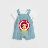 Celebrate The Super Kids Theme With "Captain" Personalized Dungaree set for Babies - ARCTIC BLUE - 0 - 5 Months Old (Chest 17")