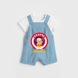 Celebrate The Super Kids Theme With "Captain" Personalized Dungaree set for Babies - SKY BLUE - 0 - 5 Months Old (Chest 17")