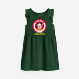 Celebrate The Super Kids Theme With "Captain" Personalized Frock for your kids - BOTTLE GREEN - 0 - 6 Months Old (Chest 18")