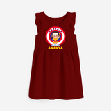 Celebrate The Super Kids Theme With "Captain" Personalized Frock for your kids - RED - 0 - 6 Months Old (Chest 18")