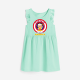 Celebrate The Super Kids Theme With "Captain" Personalized Frock for your kids - TEAL GREEN - 0 - 6 Months Old (Chest 18")