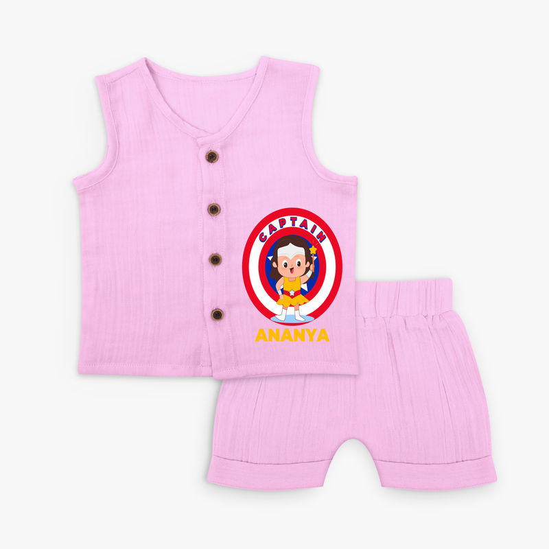 Celebrate The Super Kids Theme With "Captain" Personalized Jabla set for your kids - LAVENDER ROSE - 0 - 3 Months Old (Chest 9.8")