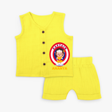 Celebrate The Super Kids Theme With "Captain" Personalized Jabla set for your kids - YELLOW - 0 - 3 Months Old (Chest 9.8")