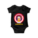 Celebrate The Super Kids Theme With "Captain" Personalized Romper for Babies - BLACK - 0 - 3 Months Old (Chest 16")