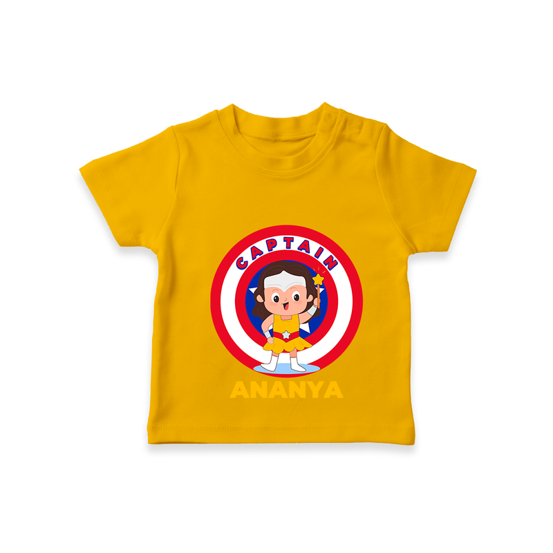 Celebrate The Super Kids Theme With "Captain" Personalized T-shirt for Kids - CHROME YELLOW - 0 - 5 Months Old (Chest 17")