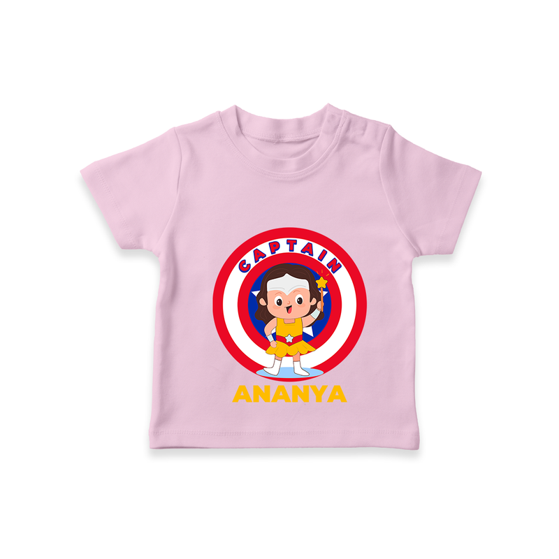 Celebrate The Super Kids Theme With "Captain" Personalized T-shirt for Kids - PINK - 0 - 5 Months Old (Chest 17")