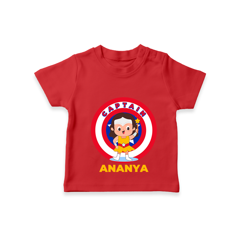 Celebrate The Super Kids Theme With "Captain" Personalized T-shirt for Kids - RED - 0 - 5 Months Old (Chest 17")