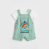 Celebrate The Super Kids Theme With "Aqua Boy" Personalized Dungaree set for your Baby - LIGHT GREEN - 0 - 5 Months Old (Chest 17")