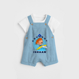 Celebrate The Super Kids Theme With "Aqua Boy" Personalized Dungaree set for your Baby - SKY BLUE - 0 - 5 Months Old (Chest 17")