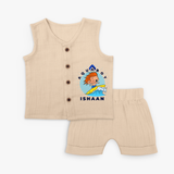 Celebrate The Super Kids Theme With "Aqua Boy" Personalized Jabla set for your Baby - CREAM - 0 - 3 Months Old (Chest 9.8")