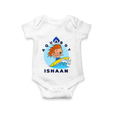 Celebrate The Super Kids Theme With "Aqua Boy" Personalized Romper For your Baby - WHITE - 0 - 3 Months Old (Chest 16")