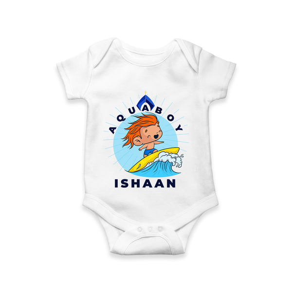 Celebrate The Super Kids Theme With "Aqua Boy" Personalized Romper For your Baby - WHITE - 0 - 3 Months Old (Chest 16")