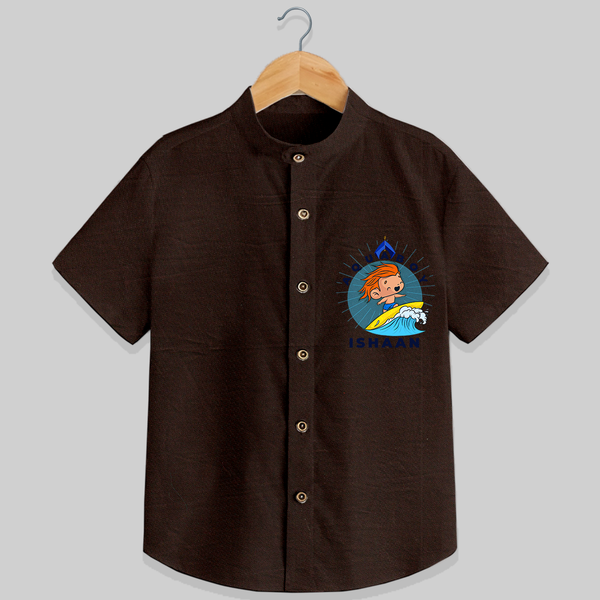 Celebrate The Super Kids Theme With "Aqua Boy" Personalized Kids Shirts - CHOCOLATE BROWN - 0 - 6 Months Old (Chest 21")