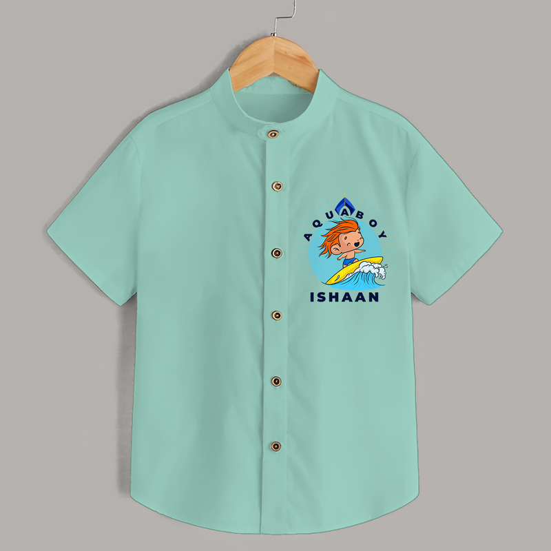 Celebrate The Super Kids Theme With "Aqua Boy" Personalized Kids Shirts - MINT GREEN - 0 - 6 Months Old (Chest 21")