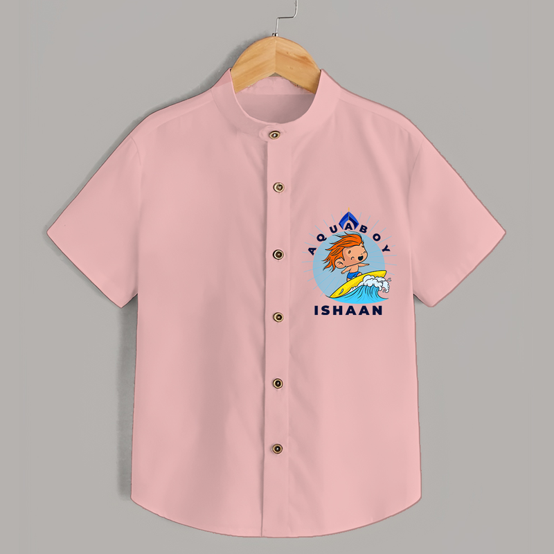 Celebrate The Super Kids Theme With "Aqua Boy" Personalized Kids Shirts - PEACH - 0 - 6 Months Old (Chest 21")