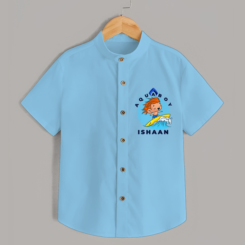 Celebrate The Super Kids Theme With "Aqua Boy" Personalized Kids Shirts - SKY BLUE - 0 - 6 Months Old (Chest 21")