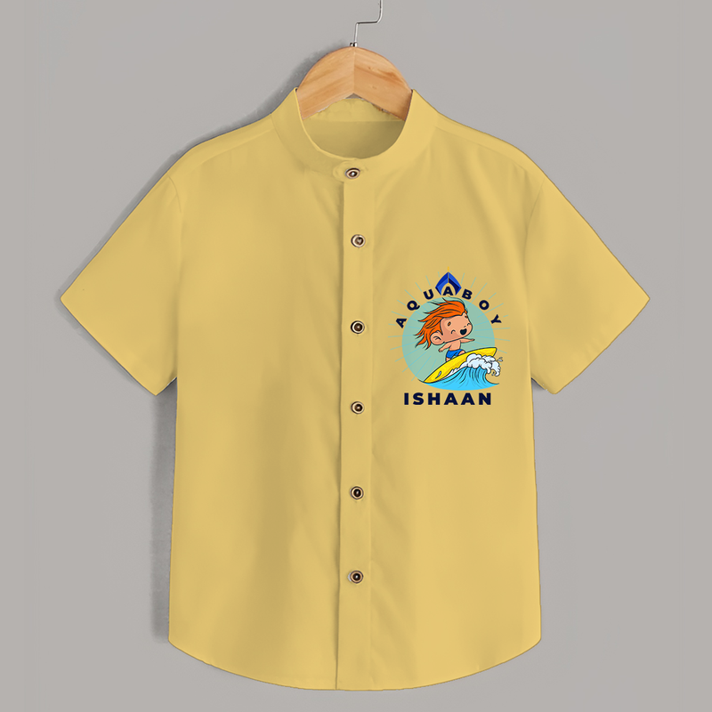 Celebrate The Super Kids Theme With "Aqua Boy" Personalized Kids Shirts - YELLOW - 0 - 6 Months Old (Chest 21")