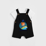 Celebrate The Super Kids Theme With "Aqua Gal" Personalized Dungaree set for your Baby - BLACK - 0 - 5 Months Old (Chest 17")