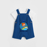 Celebrate The Super Kids Theme With "Aqua Gal" Personalized Dungaree set for your Baby - COBALT BLUE - 0 - 5 Months Old (Chest 17")