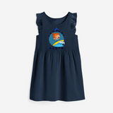 Celebrate The Super Kids Theme With "Aqua Gal" Personalized Frock for your Baby - NAVY BLUE - 0 - 6 Months Old (Chest 18")