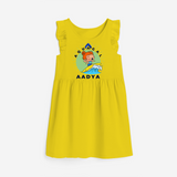 Celebrate The Super Kids Theme With "Aqua Gal" Personalized Frock for your Baby - YELLOW - 0 - 6 Months Old (Chest 18")