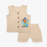 Celebrate The Super Kids Theme With "Aqua Gal" Personalized Jabla set for your Baby - CREAM - 0 - 3 Months Old (Chest 9.8")