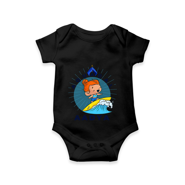 Celebrate The Super Kids Theme With "Aqua Gal" Personalized Romper For your Baby - BLACK - 0 - 3 Months Old (Chest 16")