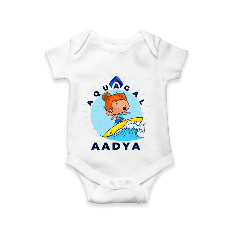 Celebrate The Super Kids Theme With "Aqua Gal" Personalized Romper For your Baby - WHITE - 0 - 3 Months Old (Chest 16")