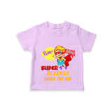 Celebrate The Super Kids Theme With "Pow! Bang! Super Boy Saves The Day" Personalized Kids T-shirt - LILAC - 0 - 5 Months Old (Chest 17")