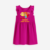 Celebrate The Super Kids Theme With "Pow! Bang! Super Girl Saves The Day" Personalized Frock for your Baby - HOT PINK - 0 - 6 Months Old (Chest 18")