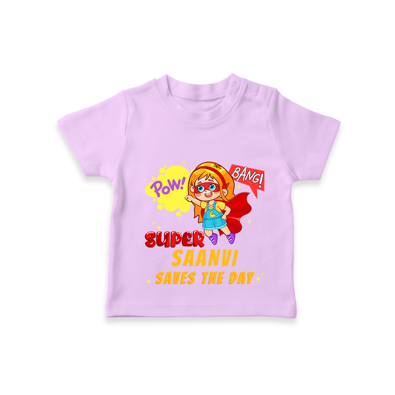 Celebrate The Super Kids Theme With "Pow! Bang! Super Girl Saves The Day" Personalized Kids T-shirt - LILAC - 0 - 5 Months Old (Chest 17")