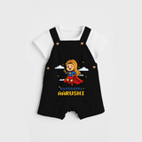Celebrate The Super Kids Theme With  "Super Girl" Personalized Dungaree set for your Baby - BLACK - 0 - 5 Months Old (Chest 17")