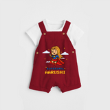 Celebrate The Super Kids Theme With  "Super Girl" Personalized Dungaree set for your Baby - RED - 0 - 5 Months Old (Chest 17")